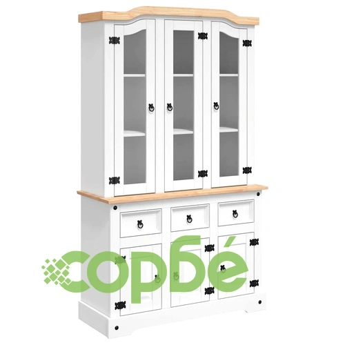 Висок шкаф Corona, бял, 112x43x196 см, мексикански бор масив ➤ топ цена ➤ sorbe.bg