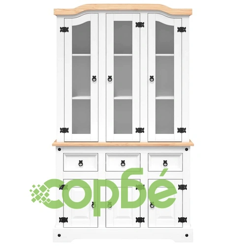 Висок шкаф Corona, бял, 112x43x196 см, мексикански бор масив ➤ топ цена ➤ sorbe.bg