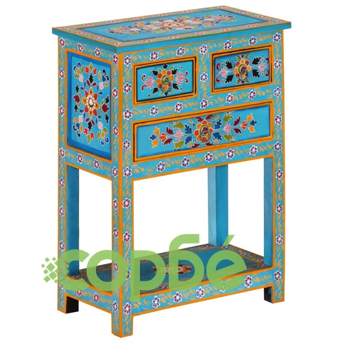 Страничен шкаф, тюркоаз, 55x30x76 см, мангово дърво масив ➤ топ цена ➤ sorbe.bg
