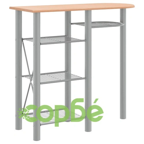 Бар комплект, 3 части, сиво и кафяво, инженерно дърво и желязо ➤ топ цена ➤ sorbe.bg