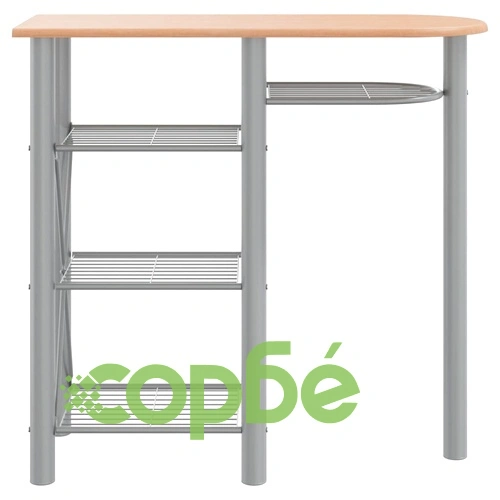 Бар комплект, 3 части, сиво и кафяво, инженерно дърво и желязо ➤ топ цена ➤ sorbe.bg