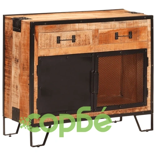 Бюфет 80x31x66 см грубо мангово дърво масив и метал ➤ топ цена ➤ sorbe.bg