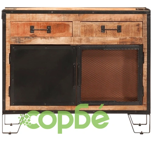 Бюфет 80x31x66 см грубо мангово дърво масив и метал ➤ топ цена ➤ sorbe.bg