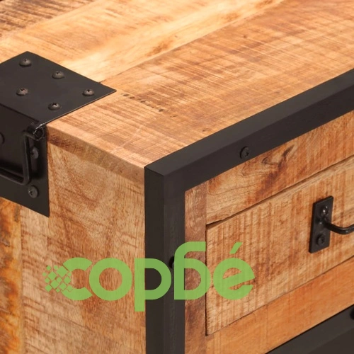 Бюфет 80x31x66 см грубо мангово дърво масив и метал ➤ топ цена ➤ sorbe.bg
