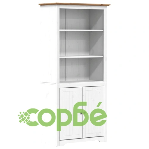 Етажерка за книги BODO бяло и кафяво 82x40x173 см бор масив ➤ топ цена ➤ sorbe.bg