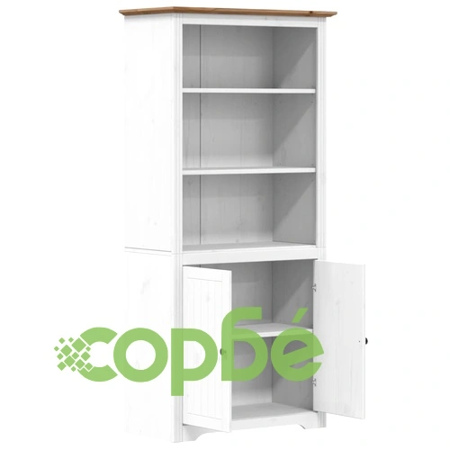 Етажерка за книги BODO бяло и кафяво 82x40x173 см бор масив ➤ топ цена ➤ sorbe.bg