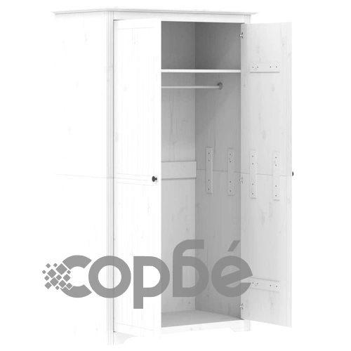 Гардероб BODO, бял, 99x53,5x173 см, бор масив ➤ топ цена ➤ sorbe.bg