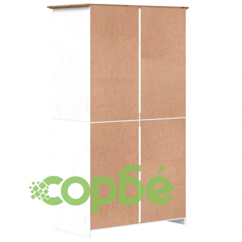 Гардероб BODO, бяло и кафяво, 99x53,5x173 см, бор масив ➤ топ цена ➤ sorbe.bg