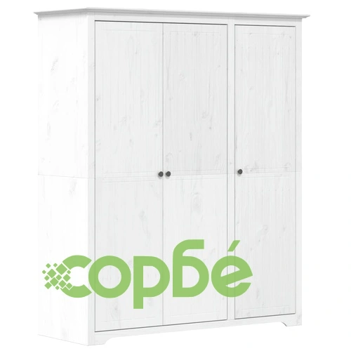 Гардероб BODO, бял, 146x53,5x173 см, бор масив ➤ топ цена ➤ sorbe.bg