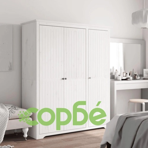 Гардероб BODO, бял, 146x53,5x173 см, бор масив ➤ топ цена ➤ sorbe.bg