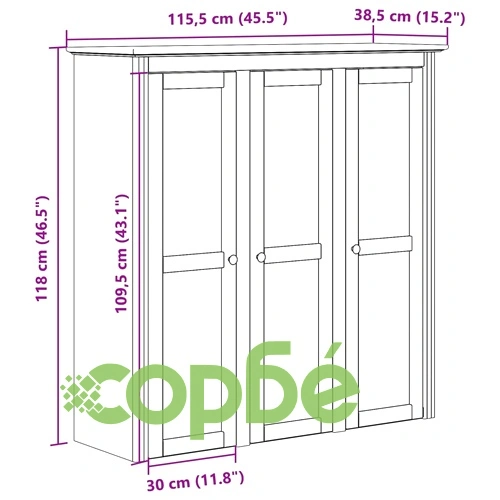 Шкаф със стъклени врати BODO, бял, бор масив ➤ топ цена ➤ sorbe.bg