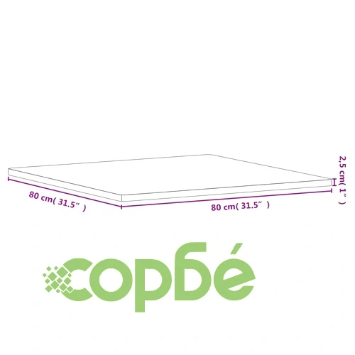 Плот за маса 80x80x2,5 см квадратен масивен бук ➤ топ цена ➤ sorbe.bg