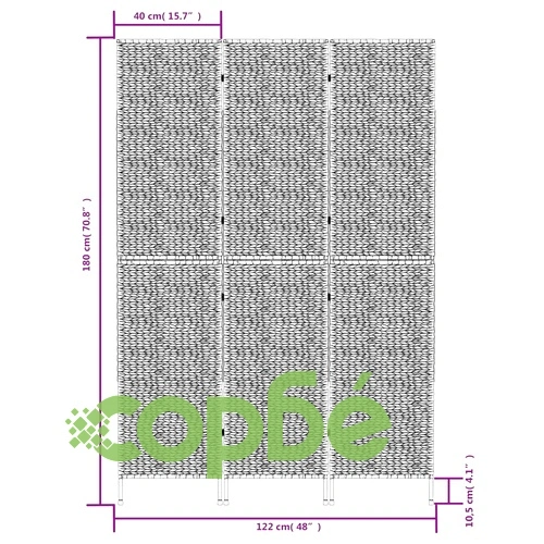 Разделител за стая, 3 панела, кафяв, 122x180 см, воден хиацинт ➤ топ цена ➤ sorbe.bg