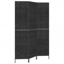 Разделител за стая, 3 панела, черен, 122x180 см, воден хиацинт
