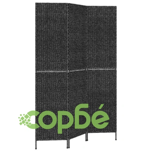 Разделител за стая, 3 панела, черен, 122x180 см, воден хиацинт ➤ топ цена ➤ sorbe.bg