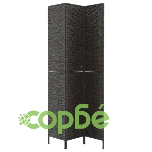 Разделител за стая, 3 панела, черен, 122x180 см, воден хиацинт ➤ топ цена ➤ sorbe.bg
