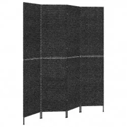 Разделител за стая, 4 панела, черен, 163x180 см воден хиацинт