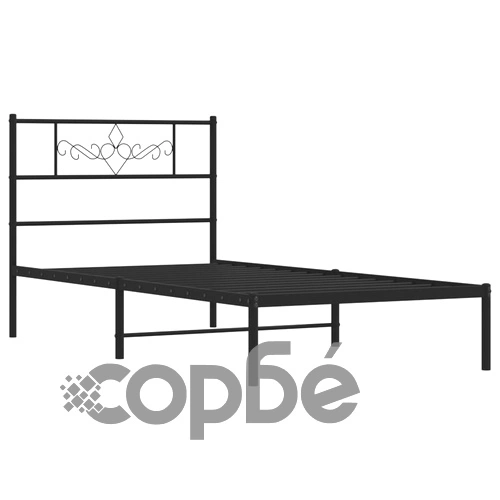 Метална рамка за легло с горна табла, черна, 80x200 см ➤ топ цена ➤ sorbe.bg