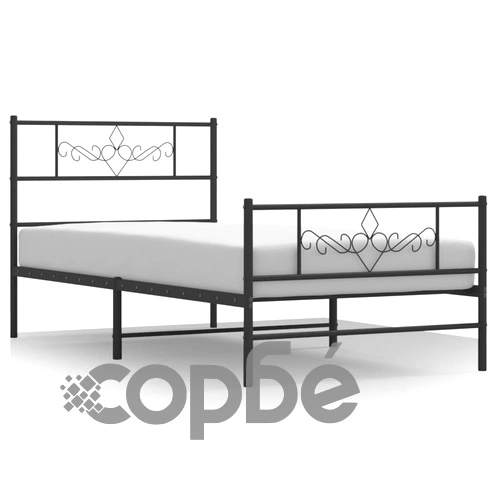 Метална рамка за легло с горна и долна табла, черна, 80x200 см ➤ топ цена ➤ sorbe.bg