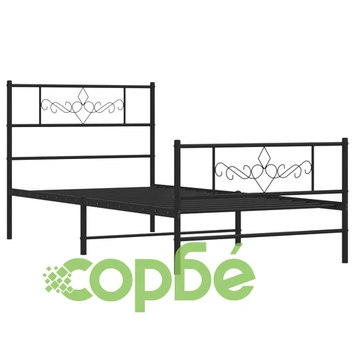Метална рамка за легло с горна и долна табла, черна, 80x200 см ➤ топ цена ➤ sorbe.bg