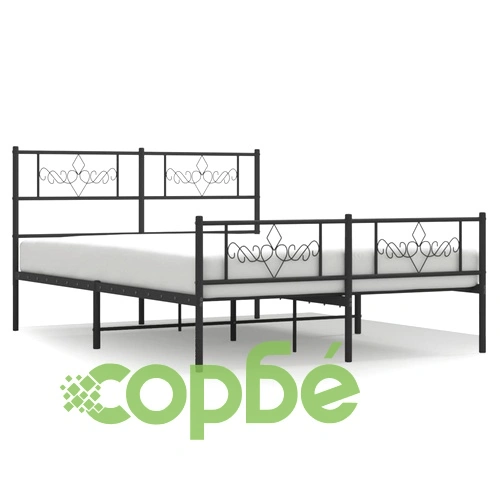 Метална рамка за легло с горна и долна табла, черна, 120x190 см ➤ топ цена ➤ sorbe.bg
