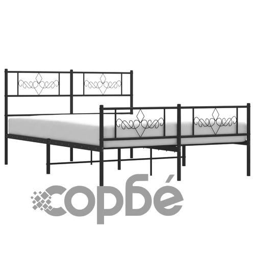 Метална рамка за легло с горна и долна табла, черна, 120x190 см ➤ топ цена ➤ sorbe.bg