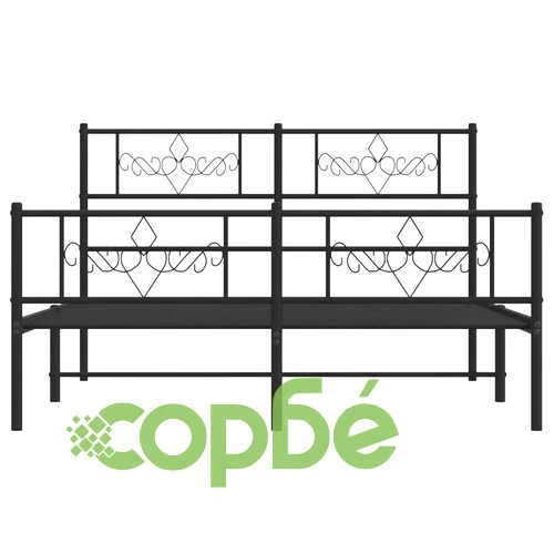 Метална рамка за легло с горна и долна табла, черна, 120x190 см ➤ топ цена ➤ sorbe.bg