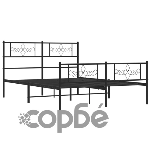 Метална рамка за легло с горна и долна табла, черна, 120x190 см ➤ топ цена ➤ sorbe.bg