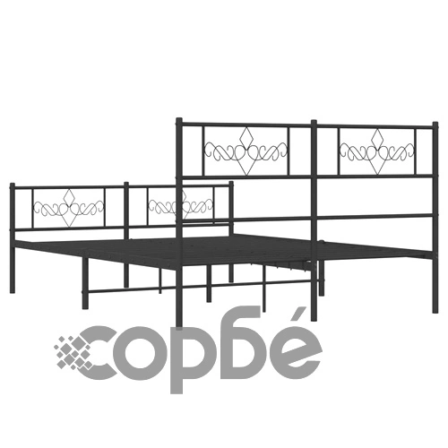 Метална рамка за легло с горна и долна табла, черна, 120x190 см ➤ топ цена ➤ sorbe.bg