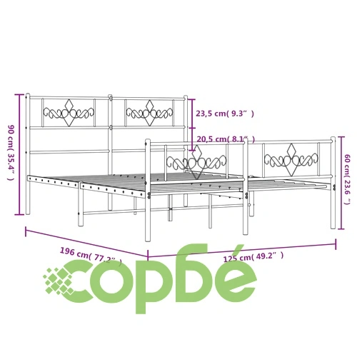 Метална рамка за легло с горна и долна табла, черна, 120x190 см ➤ топ цена ➤ sorbe.bg