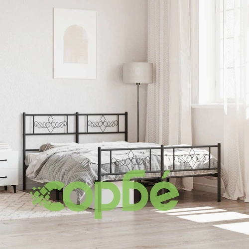 Метална рамка за легло с горна и долна табла, черна, 120x190 см ➤ топ цена ➤ sorbe.bg