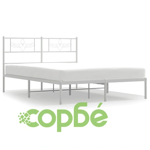 Метална рамка за легло с горна табла, бяла, 120x190 см ➤ топ цена ➤ sorbe.bg
