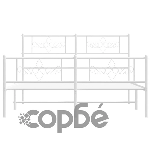 Метална рамка за легло с горна и долна табла, бяла, 120x190 см ➤ топ цена ➤ sorbe.bg