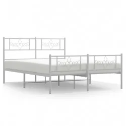 Метална рамка за легло с горна и долна табла, бяла, 120x200 см