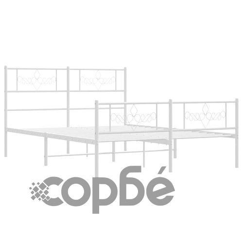 Метална рамка за легло с горна и долна табла, бяла, 120x200 см ➤ топ цена ➤ sorbe.bg