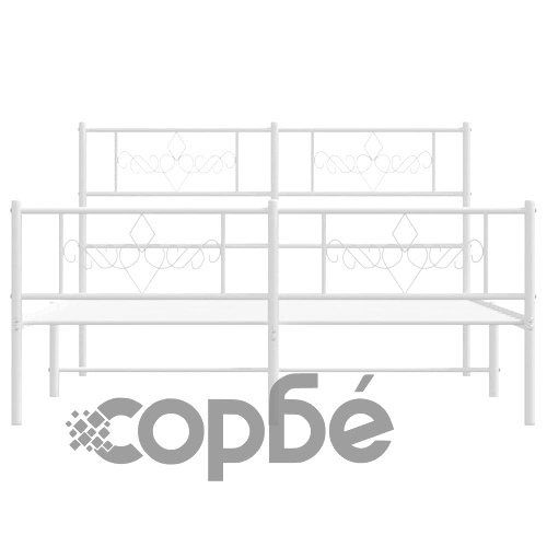 Метална рамка за легло с горна и долна табла, бяла, 150x200 см ➤ топ цена ➤ sorbe.bg
