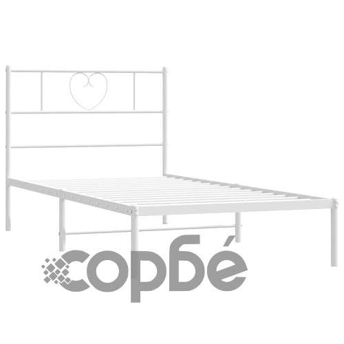 Метална рамка за легло с горна табла, бяла, 90x200 см ➤ топ цена ➤ sorbe.bg