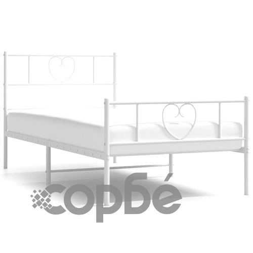 Метална рамка за легло с горна и долна табла, бяла, 100x200 см ➤ топ цена ➤ sorbe.bg