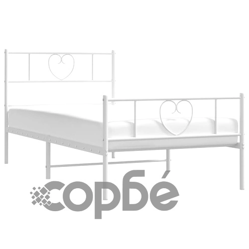 Метална рамка за легло с горна и долна табла, бяла, 100x200 см ➤ топ цена ➤ sorbe.bg
