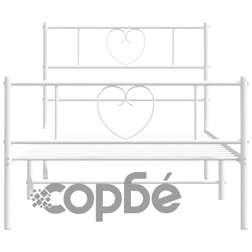 Метална рамка за легло с горна и долна табла, бяла, 100x200 см ➤ топ цена ➤ sorbe.bg