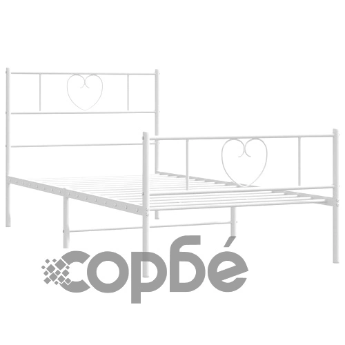 Метална рамка за легло с горна и долна табла, бяла, 100x200 см ➤ топ цена ➤ sorbe.bg
