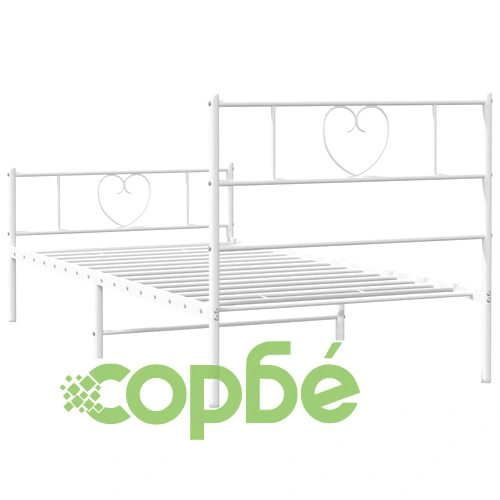 Метална рамка за легло с горна и долна табла, бяла, 100x200 см ➤ топ цена ➤ sorbe.bg