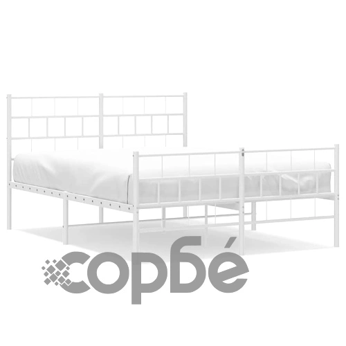 Метална рамка за легло с горна и долна табла, бяла, 150x200 см ➤ топ цена ➤ sorbe.bg