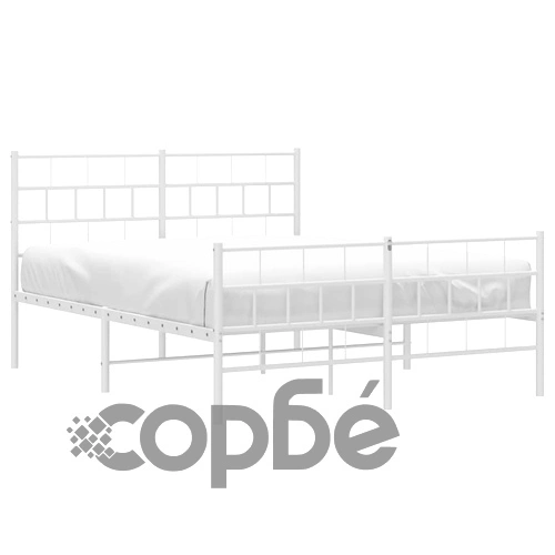 Метална рамка за легло с горна и долна табла, бяла, 150x200 см ➤ топ цена ➤ sorbe.bg
