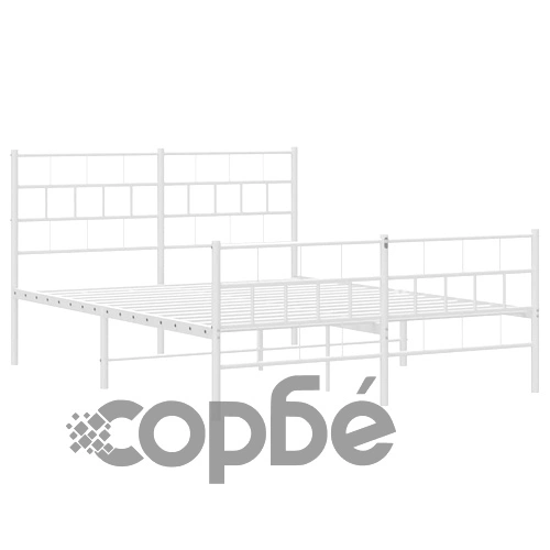 Метална рамка за легло с горна и долна табла, бяла, 150x200 см ➤ топ цена ➤ sorbe.bg