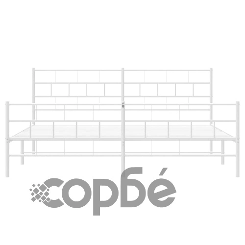 Метална рамка за легло с горна и долна табла, бяла, 200x200 см ➤ топ цена ➤ sorbe.bg