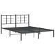 Метална рамка за легло с горна табла, черна, 160x200 см