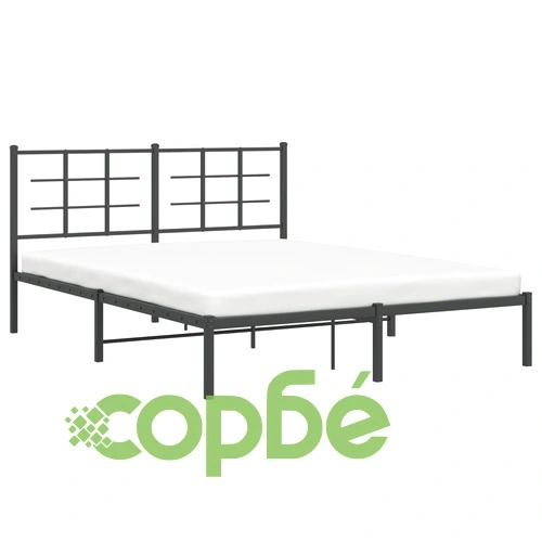 Метална рамка за легло с горна табла, черна, 160x200 см ➤ топ цена ➤ sorbe.bg