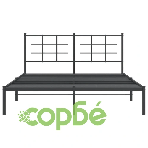 Метална рамка за легло с горна табла, черна, 160x200 см ➤ топ цена ➤ sorbe.bg