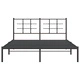 Метална рамка за легло с горна табла, черна, 160x200 см